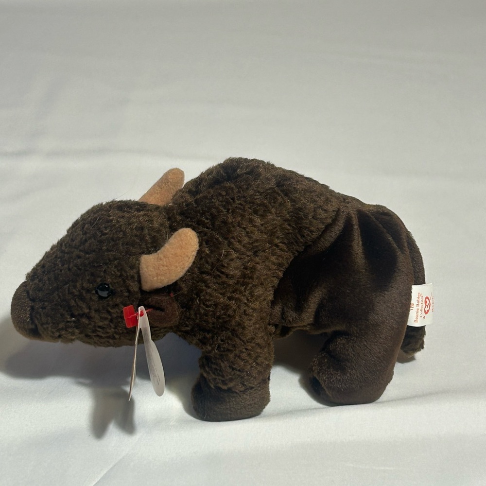 Vintage Ty Brown Plush Roam Buffalo Beanie Baby with tags